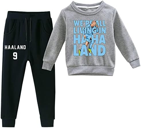 Hoody Erling Haaland с кръгло деколте за момчета и момичета в стила на Джин-бек + Спортни панталони - 2 броя, спортен