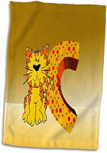 3dRose Florene - Детска рисунка на IV - Принт очарователна буквата C за кърпи за котки (twl-204383-3)