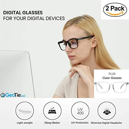 Цифрови очила - Унисекс за жените и мъжете - Черни и прозрачни - Намаляват напрежението на очите от компютри, телефони,