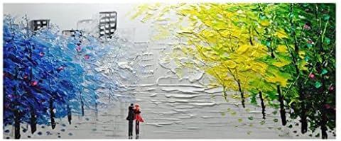 CZDYUF Ръчно Рисувани с маслени Бои Хол с Голям Диван Фон Стенни Живопис Фигурки Градски Пейзаж