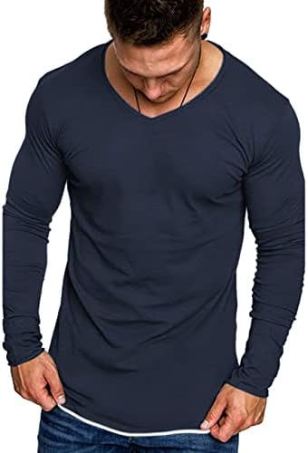 iWoo Мъжки Тениски с V-образно деколте, Тениски За тренировка на мускулите, Ежедневни, Пуловери, Блузи Контрастни Цветове,