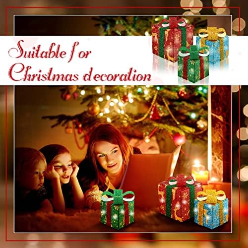 Комплект от 3 Подарък Кутии с осветление, Коледна Украса, Коледни Кутии с Осветление, Улични Коледна Украса с Елени,