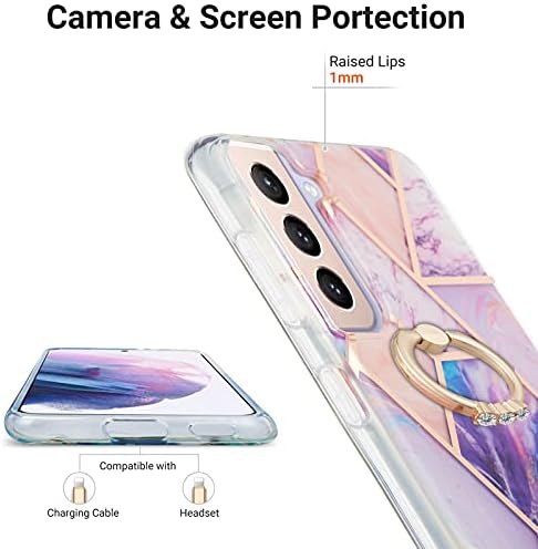 Калъф за Samsung Galaxy S21 Plus, DOOGE SLIM-Тънък лъскав Мек Мрамор калъф от TPU за жени и Момичета, с Въртящ се на 360 градуса Пръстен-Стойка, Противоударные, Устойчиви на надраскван?