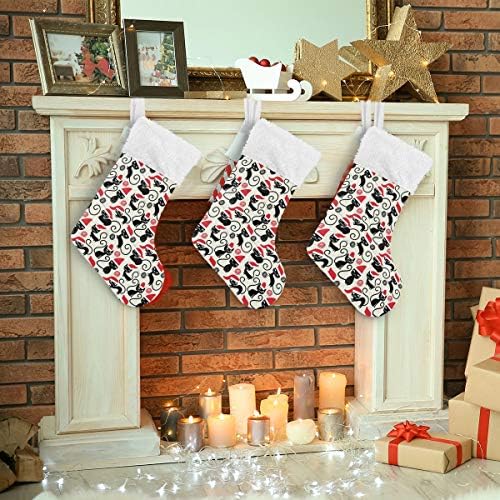Коледни Чорапи ALAZA Коледна Котка, Класически Персонализирани Големи Чулочные Украса за Семейни Тържества, декорация