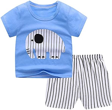 Блузи за деца, Облекло, Риза с къс ръкав, Ежедневни облекла от 2 теми, Дънки за новородени момчета с (Сини, 2-3 години)