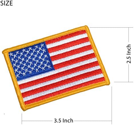 UNIS 4 опаковки, 3,5 X 2.5 инча, голям размер, американското знаме на САЩ, бродирана кърпа, пришитая желязо нашивке със златисто-жълт кант.