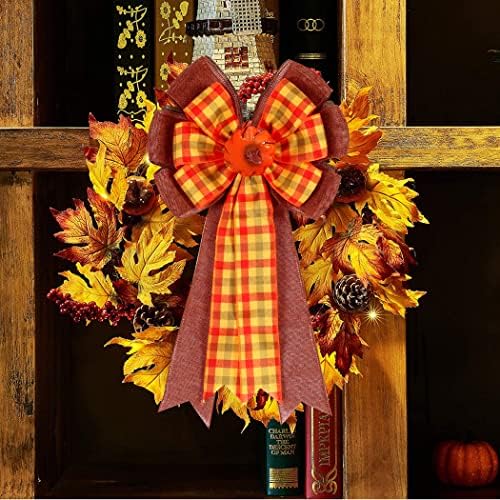 Есенни Панделки за Деня на Благодарността за Украса на Венци,Есента Лък от за тиква овесена Елхи с Тиква, Портокал