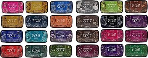 Мастило Versafine Clair Ink - 24 възглавничките на 24 Прекрасни цветове, Плюс 1 унция Кристално чист прах за релеф Гари