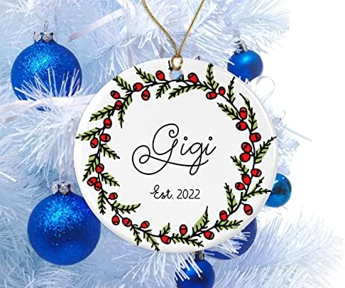 Украса за коледната елха от GavinsDesigns Gigi Est. 2021 - Нов Gigi 2021 - Украса за Gigi - за подаръци Gigi от внуците си -