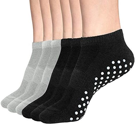Дамски и Мъжки Чорапи DIBAOLONG с Дълбоко деколте, 6 Двойки Нескользящих Чорапи за Йога, Спортни Къси Памучни Чорапи за Щиколотках