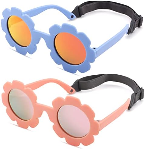 COASION Гъвкави Поляризирани Слънчеви Очила цветенце за Новородено, с Каишка за Малки Момичета, Момчета на възраст