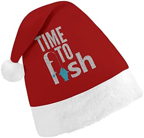 Време е за улов на риба Типография Плюшен Коледна Шапка Палави и Сладки Шапки на Дядо Коледа с Плюшени Полета и Удобна подплата