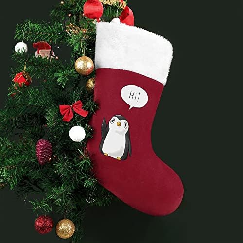 Пингвин Здравейте Коледен Отглеждане Класически Висящи Орнаменти Бял Маншет Чанта за Бонбони за Семейна Почивка