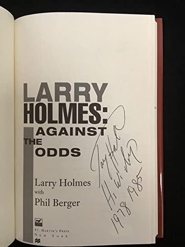 Лари Холмс, Подписано Книга С Автограф от Шампиона HOF HWC бокс Against The Odds JSA - Боксови списания с автограф