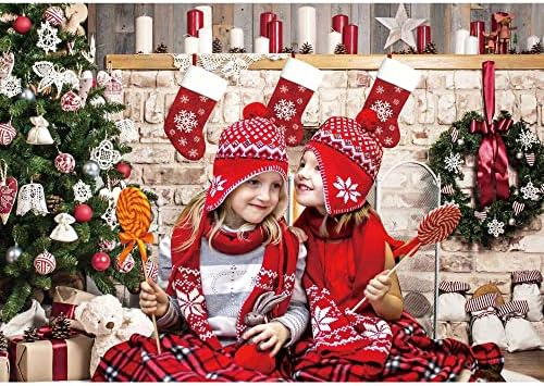 Haboke 7x5ft Мека Кърпа Коледа Камина Фон за Снимки Коледно Дърво Чорап Подарък Декорация за вашето семейно парти