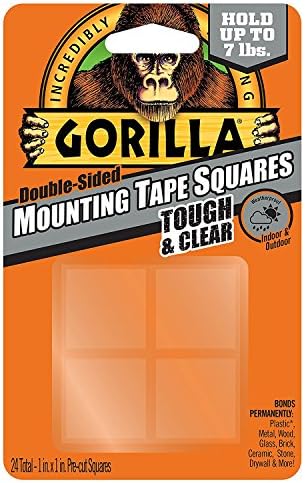 Квадрати монтажна лента Gorilla 6067201, устойчиви и прозрачни (2 опаковки)
