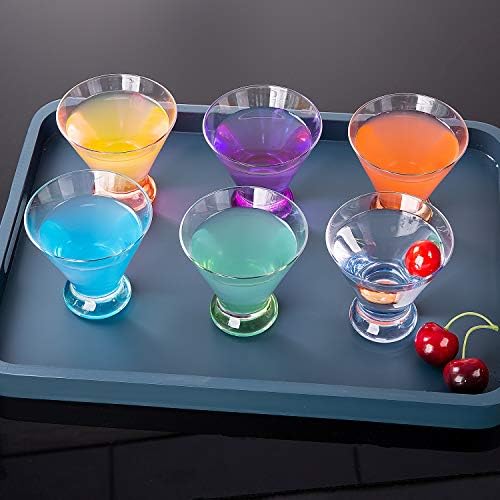 Многоцветен чаша за мартини Vastto на 6,7 унции, за домашна вечеря, бар и купоните, Комплект от 6 (шест ярки цвята)