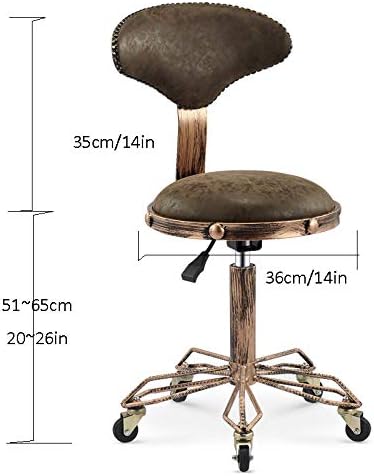 Ергономичен Стол-седло на колела, Въртящи се Козметичен Стол с черна Седалка от Изкуствена кожа Регулируема височина