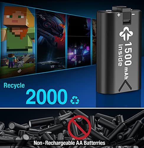 Акумулаторна батерия за контролера на Xbox One серията Xbox X|S, Зарядно Устройство за Xbox One Акумулаторна батерия Аксесоари с акумулаторна батерия Xbox 4x1500 ма за Xbox One S/X/Elite