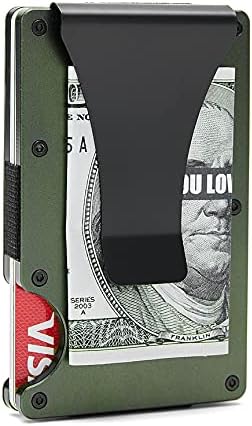 Минималистичные портфейли FDKOBE за мъже - Метален портфейл с щипка за пари - алуминиев държач за карти