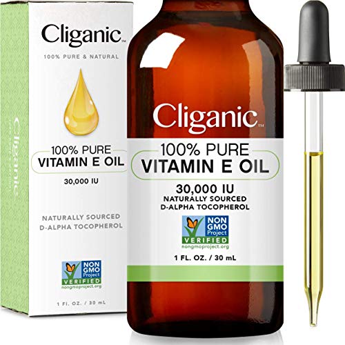 Cliganic Чисто масло с витамин е за кожа, коса и лице - 30 000 IU, Проверени, без ГМО | Натурален D-Алфа-токоферол