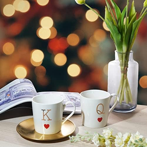 Комплект керамични чаши кафе на Braxio Home - Чаши за Кафе за г-н и г-жа, Празнични подаръци за него и Нея, Сватбени подаръци за годишнина от Годеж за двойки, Определени с р?
