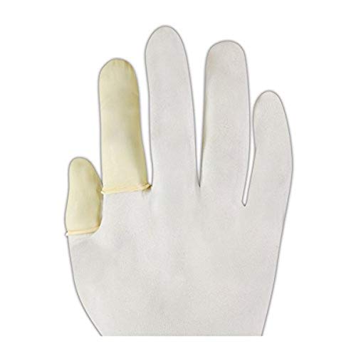Ръкавици и накладки за пръстите на QRP 5C-L 5C Накладки за отпечатъци от латекс, без прах за нанасяне на по стандарт ISO клас 5, Бели, Големи (опаковка от 144 броя)