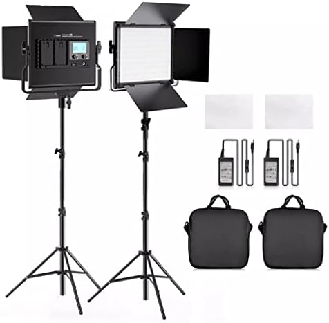 PDGJG led комплект за запис на видео, Двуцветен студийная лампа с регулируема яркост с 2-метрови штативными нюанси за снимане на открито (Цвят: черен размер: 24024040 мм)