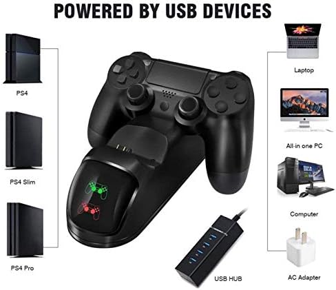 Док-станция за бързо зареждане USB за Playstation 4 PS4 Slim/PS4 Pro Контролер PS4 Джойстик Джойстик Дръжка USB Зарядно устройство за Двойна (Цвят: черен)