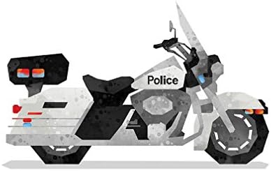 AtoZStudio Полицай Плакат с мотоциклет // Полицейска Стенно изкуство // Полицейска тема // Транспортен принт // Украса