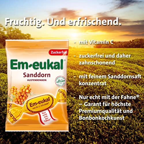 Em-eukal Sanddorn Halsbonbons mit Vitamin C, zuckerfrei, 75g