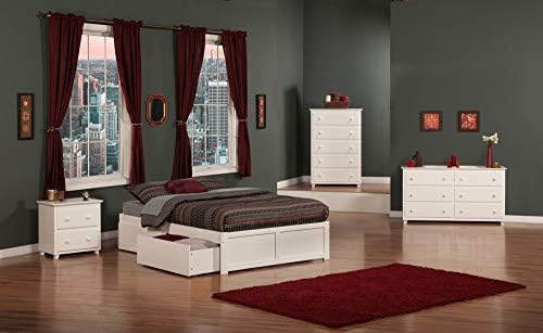 Легло AFI Concord на пълна платформа с Плосък изножьем и чекмеджета Urban Bed бял цвят и чекмеджета под леглото (Комплект от 2-х), Двойна стая / Пълна, Бяла