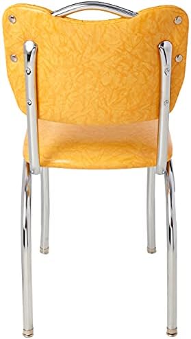 Кухненски стол Richardson за сядане в Ретро стил с Еднакво Канална дръжка с Облегалка и Прибиращ Седалката на 1 инч, Жълто с пукнатини на Леда, 18 инча