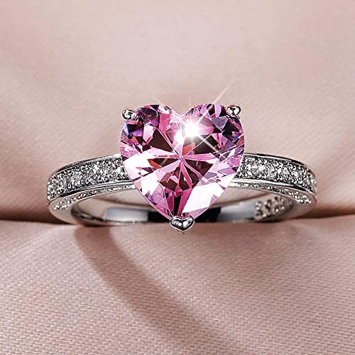 2023 Женски Пръстен с Циркониевым диамантен пръстен във формата на Сърце с Цирконием, Годежен Пръстен, в Размер на 9 Пръстени