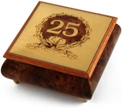 Музикалното Ковчег за бижута във формата на 30 Банкноти Ръчна изработка на 25-та годишнина или Рожден Ден в Рамка с Орнаменти - Clair de Lune