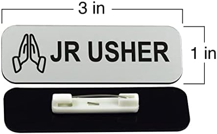 Jr Ъшър 1 х 3 поименна етикет /значка, синьо, с молитвенными ръка (3 опаковки)