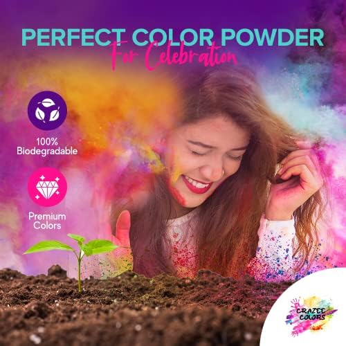 CrazeeColors 25 разноцветни пакетчета на прах Холи по 70 грама на всеки за colorization, цветни битки, партита в задния
