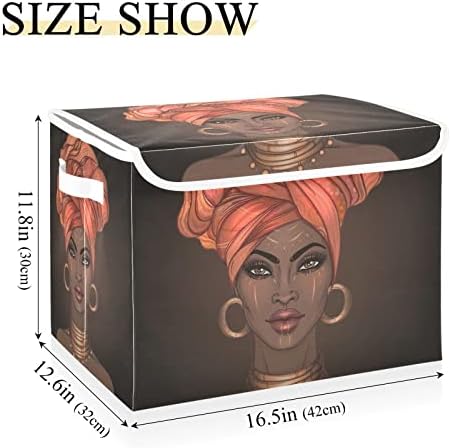 innewgogo Афроамериканские Кутии за съхранение на Pretty Girl с Капаци за Организиране на Големи Сгъваеми Кутии за