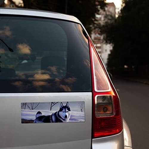 Магнитен стикер на Бронята със Сладък Куче - Графична Стикер На Бронята - Бял стикер на Бронята с Хъски