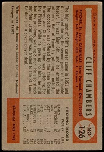 1954 Боуман # 126 Клиф Камари на Сейнт Луис Кардиналс (Бейзболна картичка) VG Кардиналите