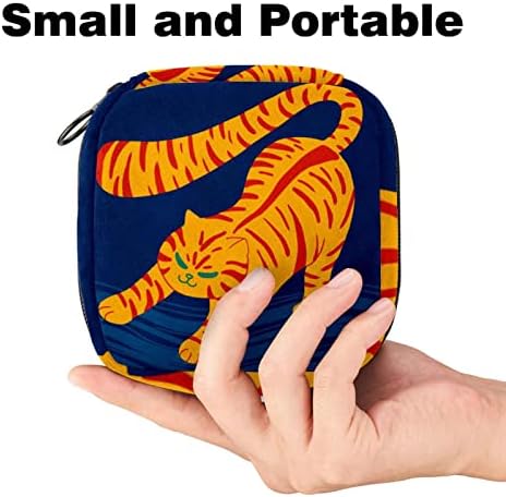 Оранжева Котка с Тъмно-Синя Чанта за Менструация, Чанта За Съхранение на Хигиенни Кърпички, Пътна Чанта за Събиране