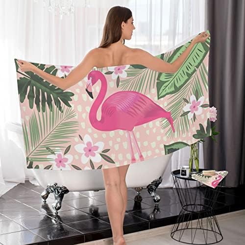 Комплект Хавлиени Кърпи Flamingo Памучни Хавлии за Баня с Декоративни Комплекти, Кърпи за Баня 1 кърпи за баня 1 Гъба Меки Абсорбиращи Гъба за Жени, Мъже