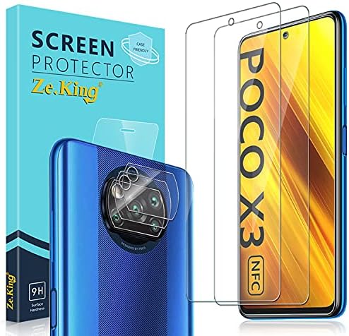 Zeking [6 Опаковки, 3 опаковки със защитно фолио за дисплея с 3 и с малко пари защитно фолио за обектива на камерата Xiaomi Poco X3 /Poco X3 Pro/Redmi Poco X3 NFC, закалено стъкло HD Clear [Подход