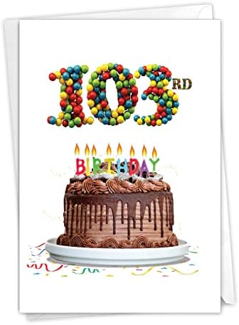 Поздравителна картичка за Рожден Ден NobleWorks 103-ия Етап с Плик размер 5 х 7 Инча (1 пощенска Картичка) Цветарски възраст