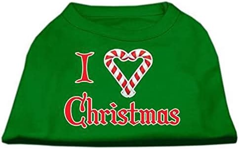 Mirage Стоки за домашни любимци, 12-Инчови Тениски с Коледните принтом I Сърце за домашни любимци, Среден, Бял