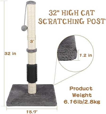 Когтеточки ANWA Tall за котки и котенца, 32 Вертикална Когтеточка с Подсилена основа, Благородна Когтеточка за котки от