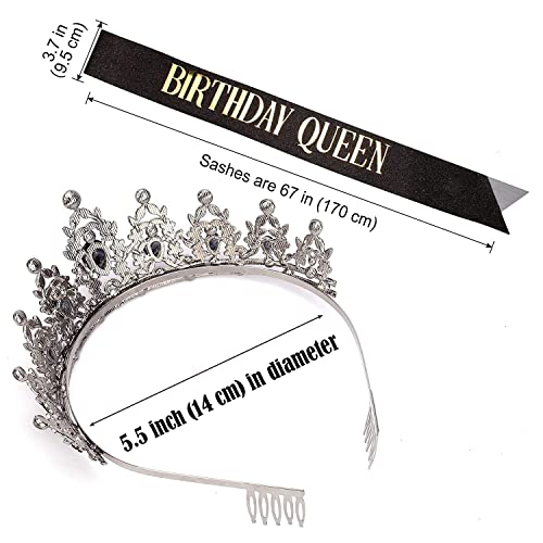 Колан за кралица на рожден ден и диадема за жени, комплект от кристал диадеми и сатен за момичета, Кристали, Короната