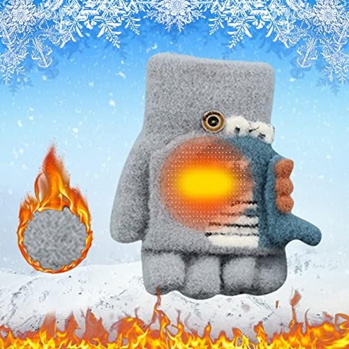 Снежни Ръкавици За Малки Момчета с Анимационни Принтом Динозавър, Възли Топли Ръкавици с Панти Капак За по-Малките