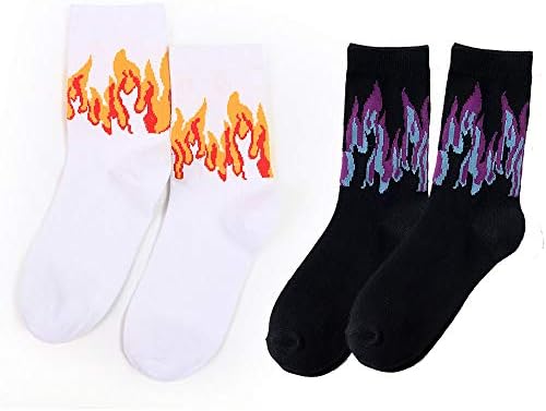 4 Опаковка на Чорапи Унисекс с принтом Пламък, Модни Чорапи за Скейтборд в стил Хип-Хоп, Меки Дишащи Памучни Спортни