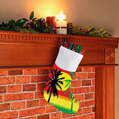 Палми в Цветовете на Ямайка Коледни Чорапи Отглеждане на Коледна Елха Дядо коледа Декорации Висящи Украса за Камината